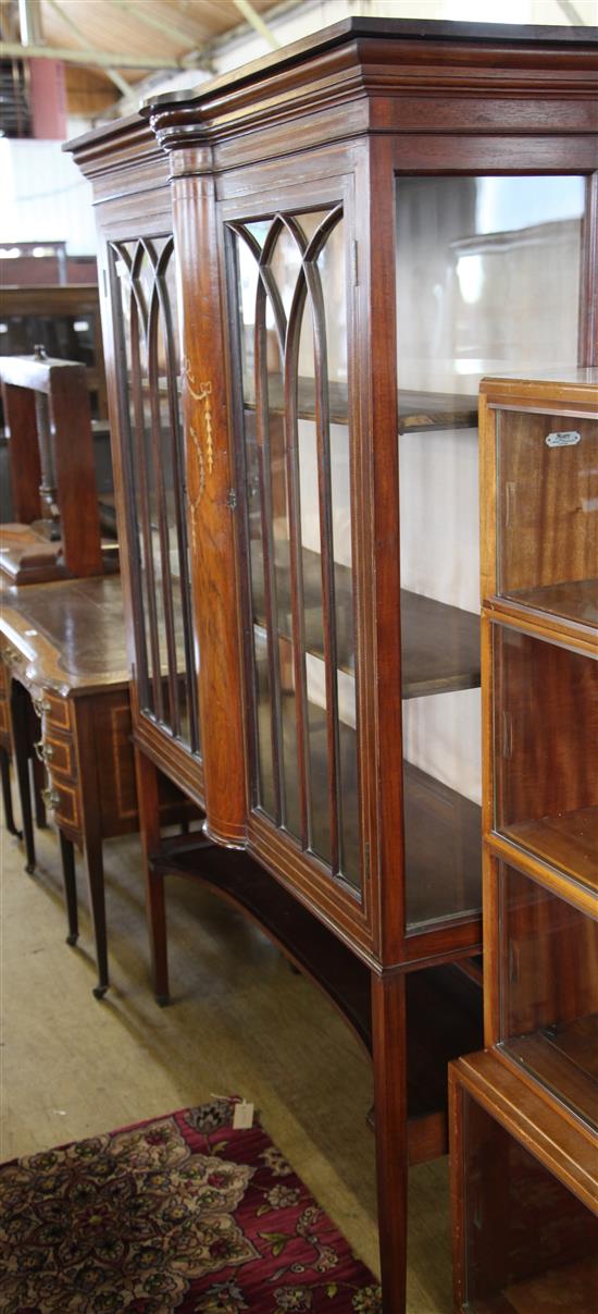 Edwardian inlaid mahogany china display cabinet with under tier